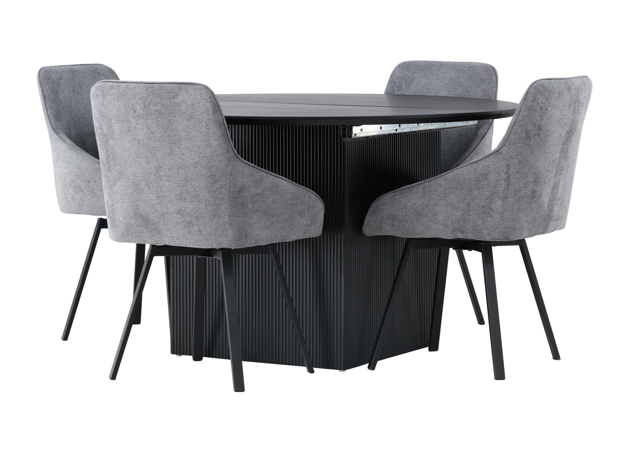 Salle à manger complète Dallas 4335 (Noir + Gris foncé)