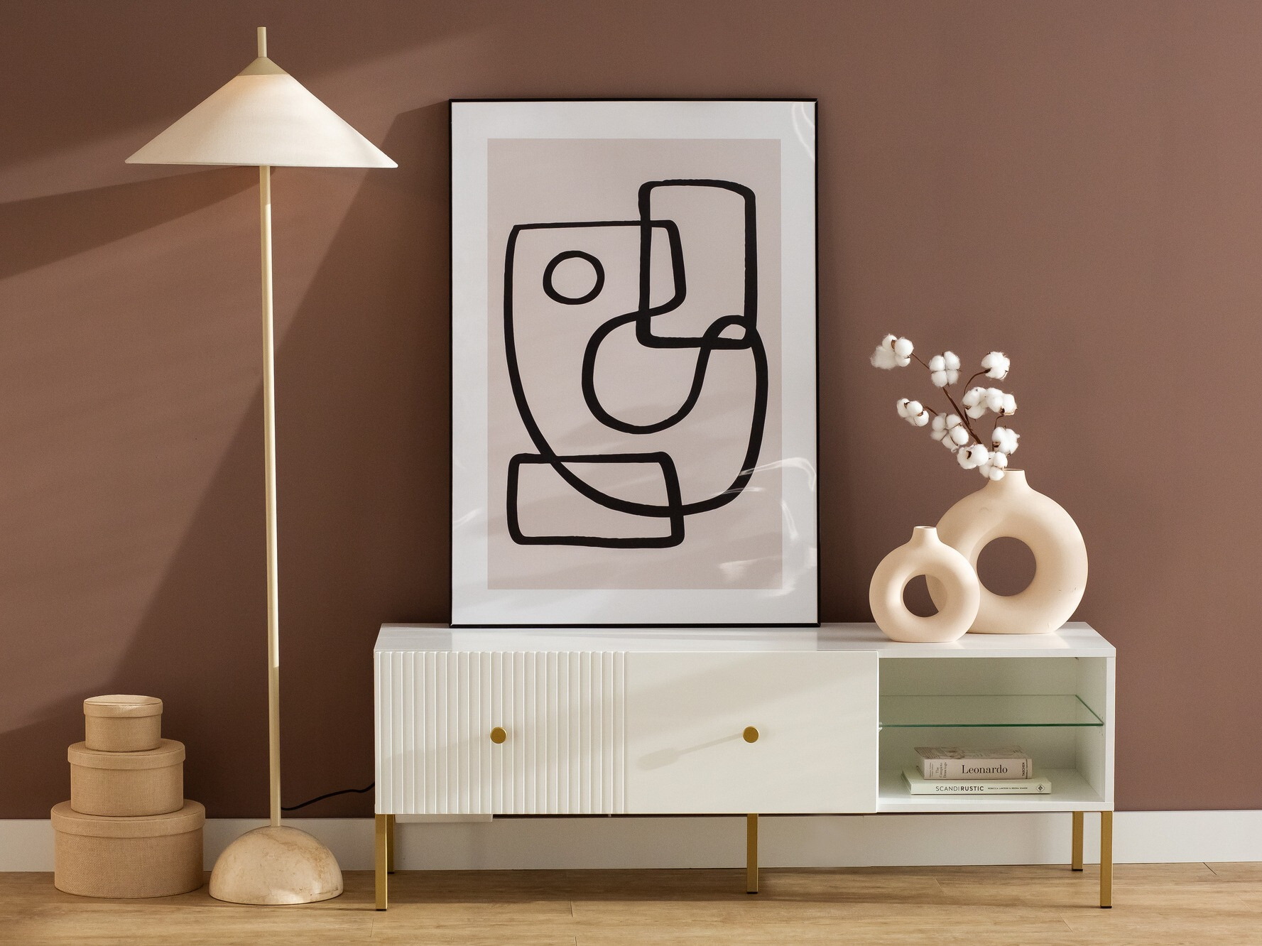 Meuble TV Etliva 104 (Blanc + Doré)