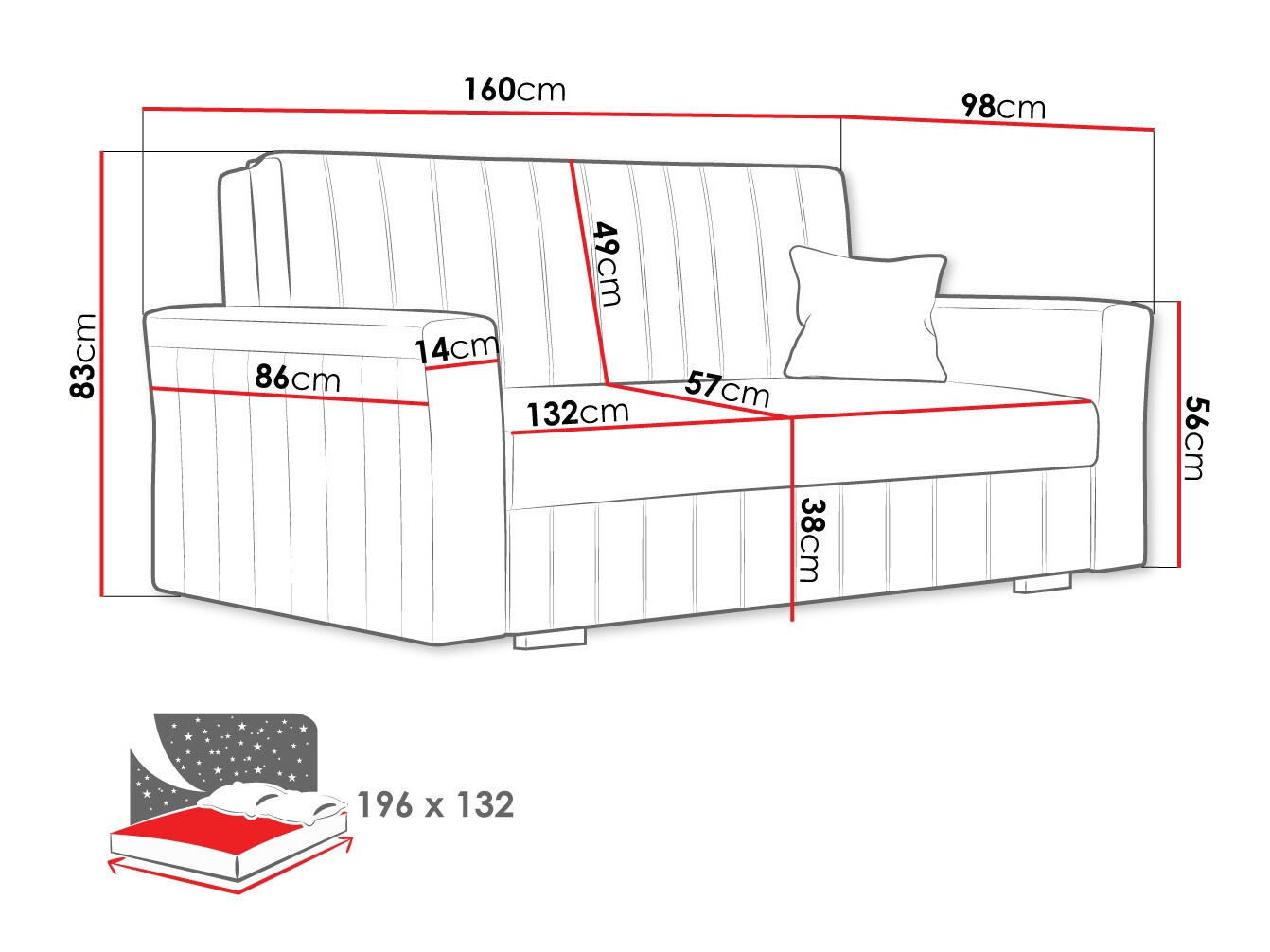 Canapé convertible Columbus 137 (Paros 6)