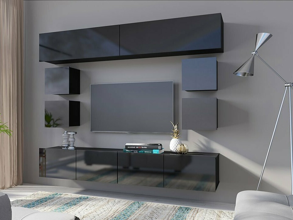 Armoire murale Remus II (Noir + Noir brillant)