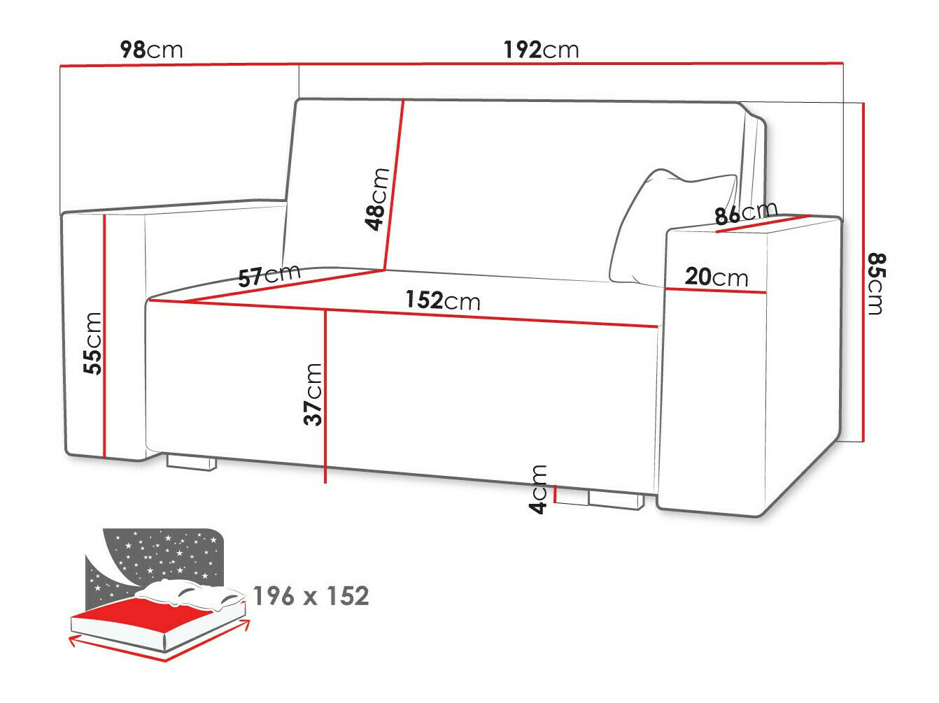 Canapé convertible Columbus 197 (Neve 34)