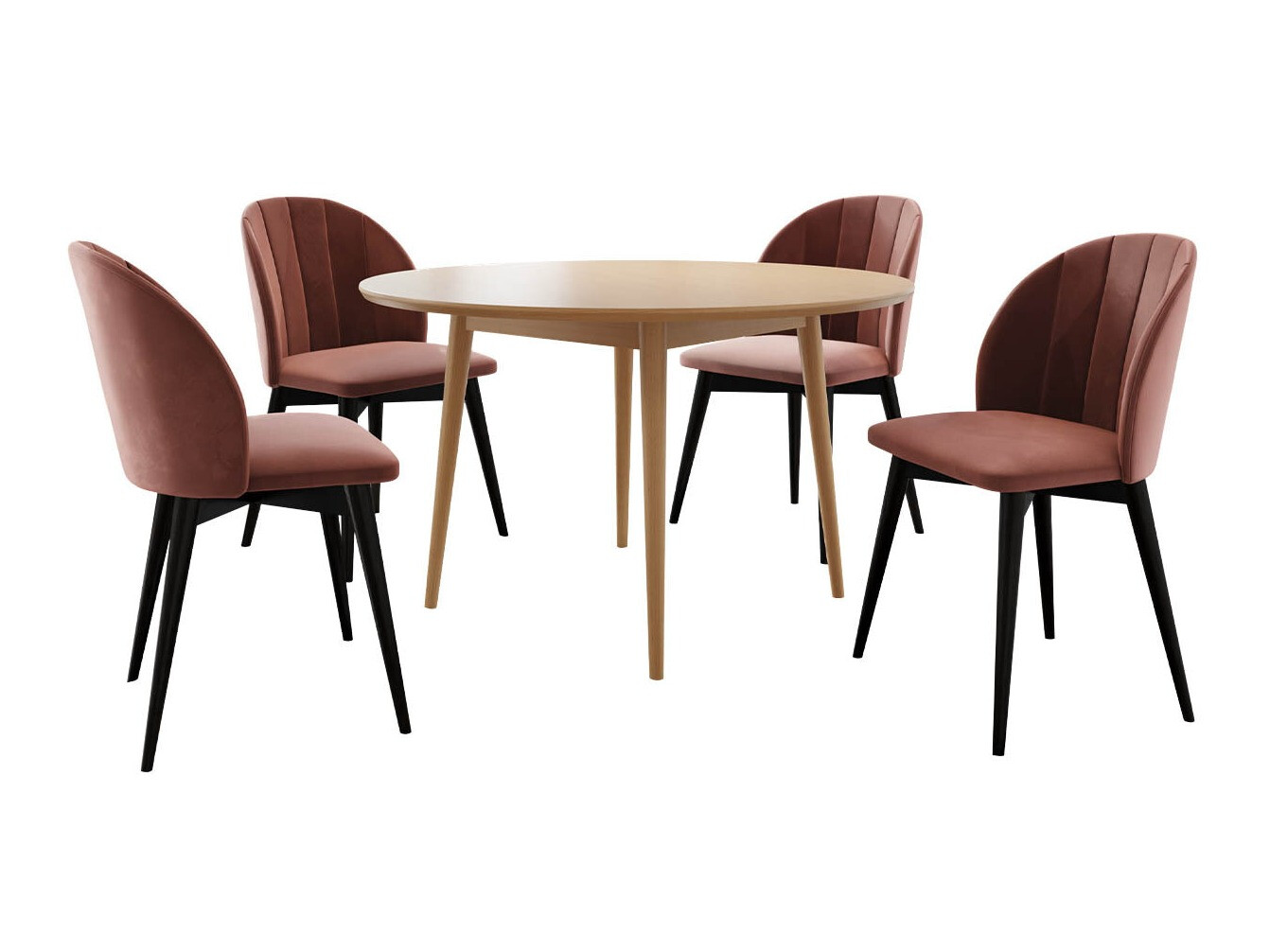 Salle à manger complète Racine 127 (Noir + Magic Velvet 2258)