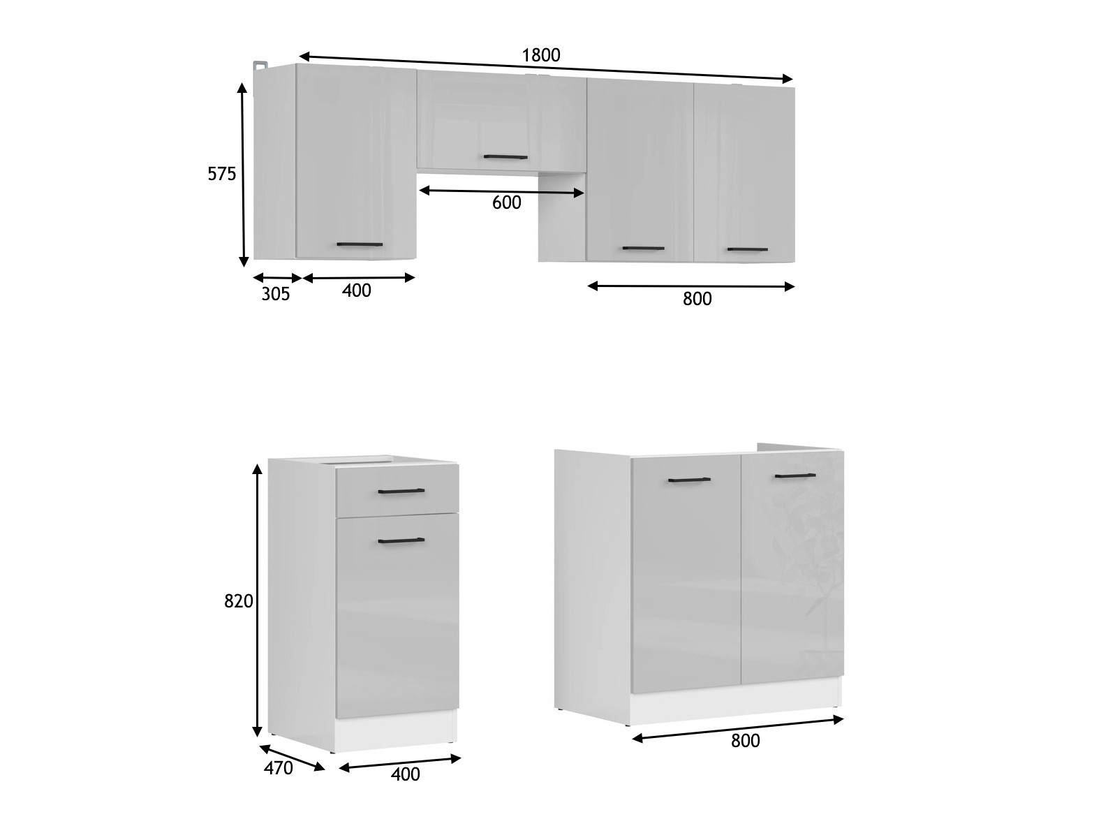 Cuisine complète modulaire Line Grey 118