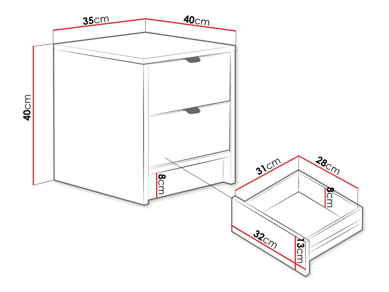 Table de chevet Comfivo Papilio (Blanc)
