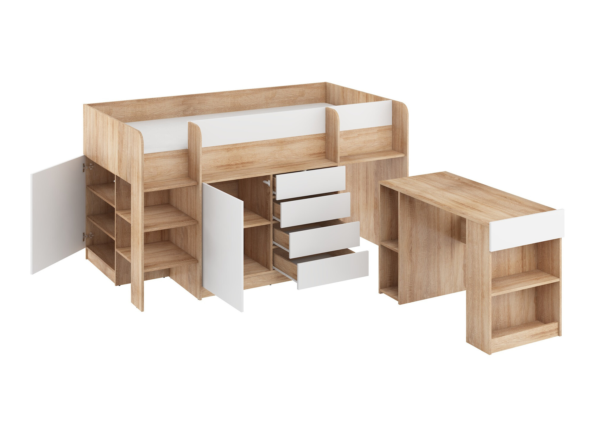 Lit mezzanine Gilroy 116 (Sonoma chêne + Blanc)