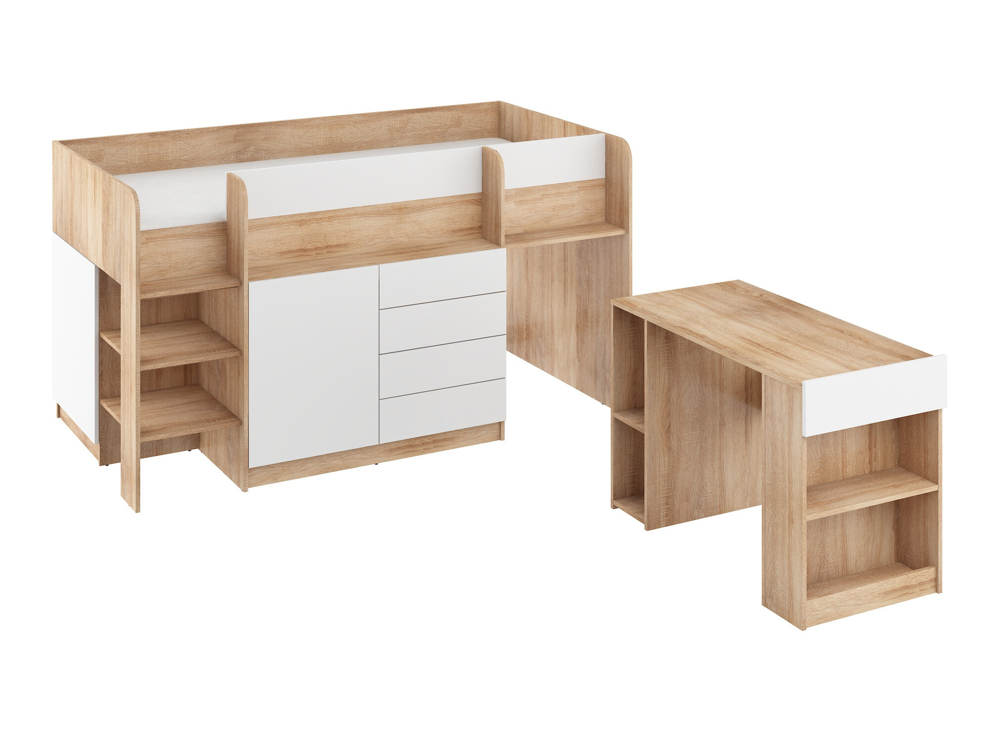 Lit mezzanine Gilroy 116 (Sonoma chêne + Blanc)