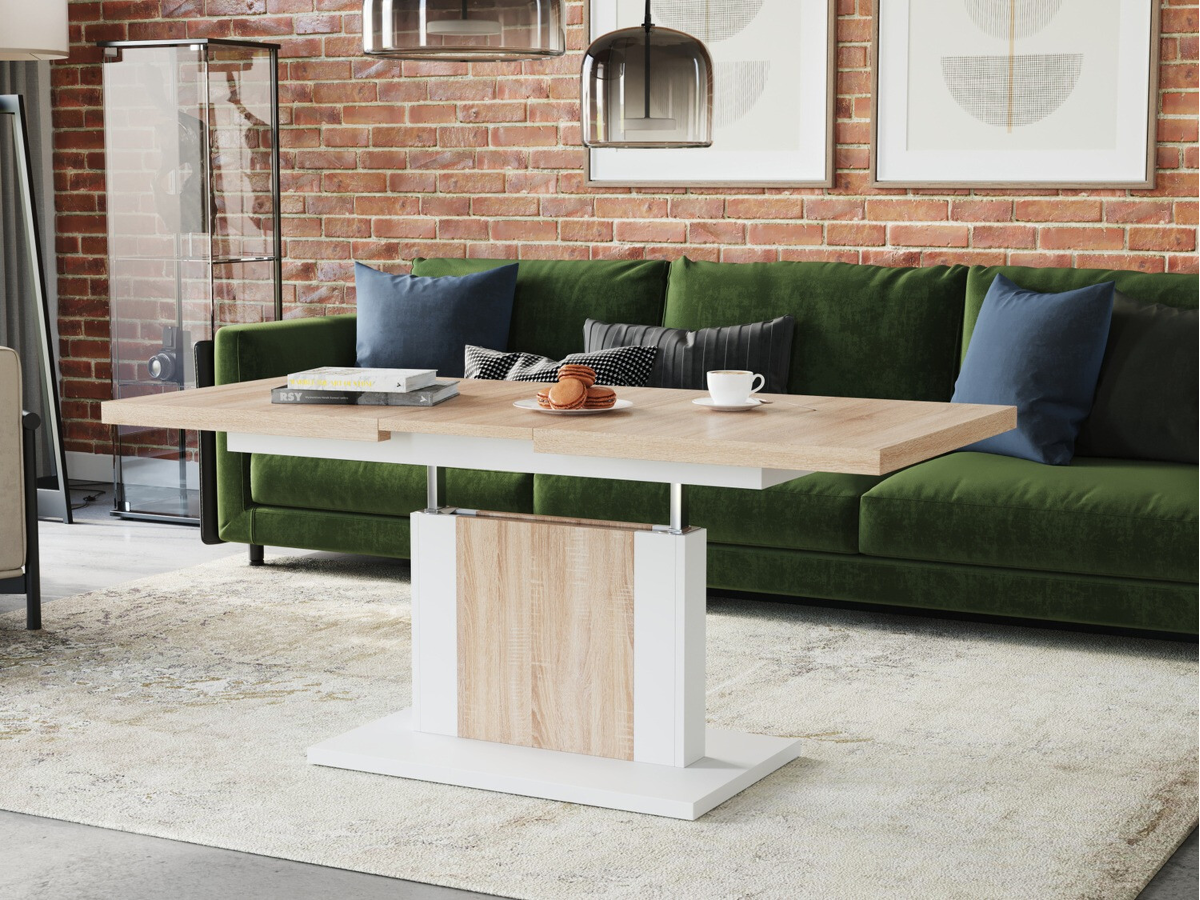 Table basse transformateur Glendale 103 (Sonoma chêne + Blanc)