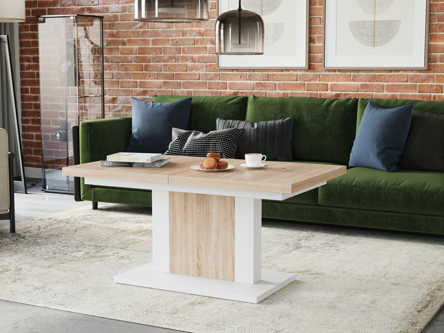 Transforming table basse Glendale 103 (Sonoma chêne + Blanc)