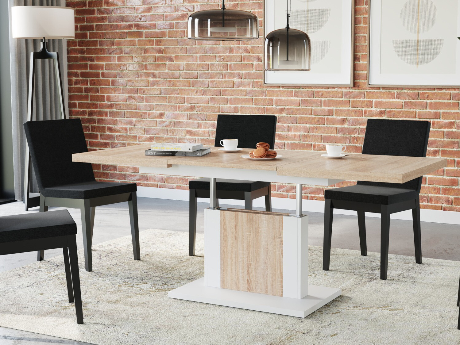 Transforming table basse Glendale 103 (Sonoma chêne + Blanc)