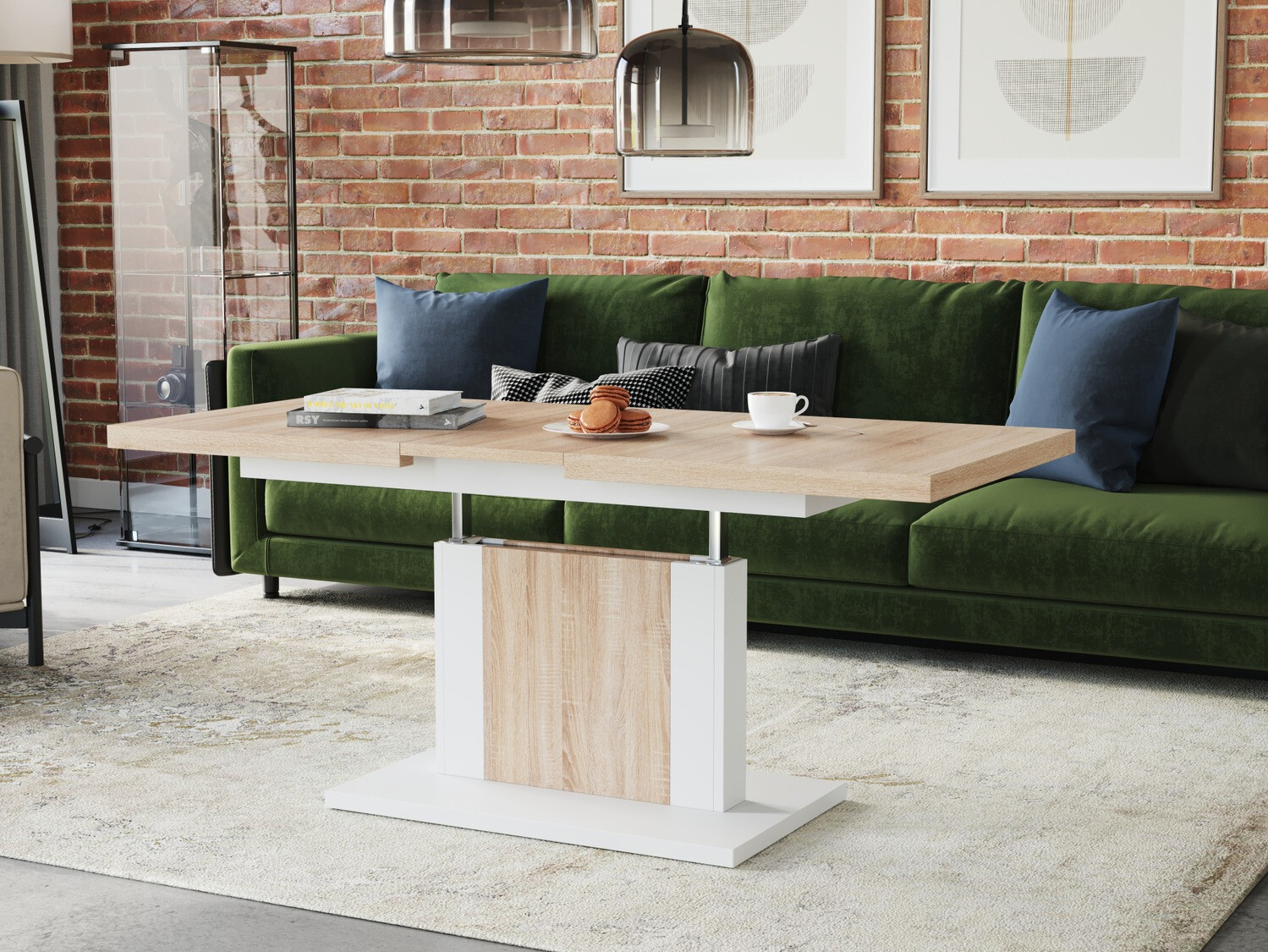 Transforming table basse Glendale 103 (Sonoma chêne + Blanc)