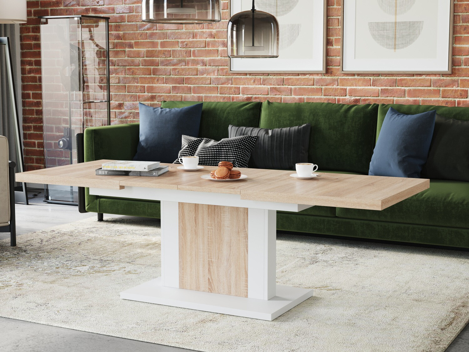 Transforming table basse Glendale 103 (Sonoma chêne + Blanc)