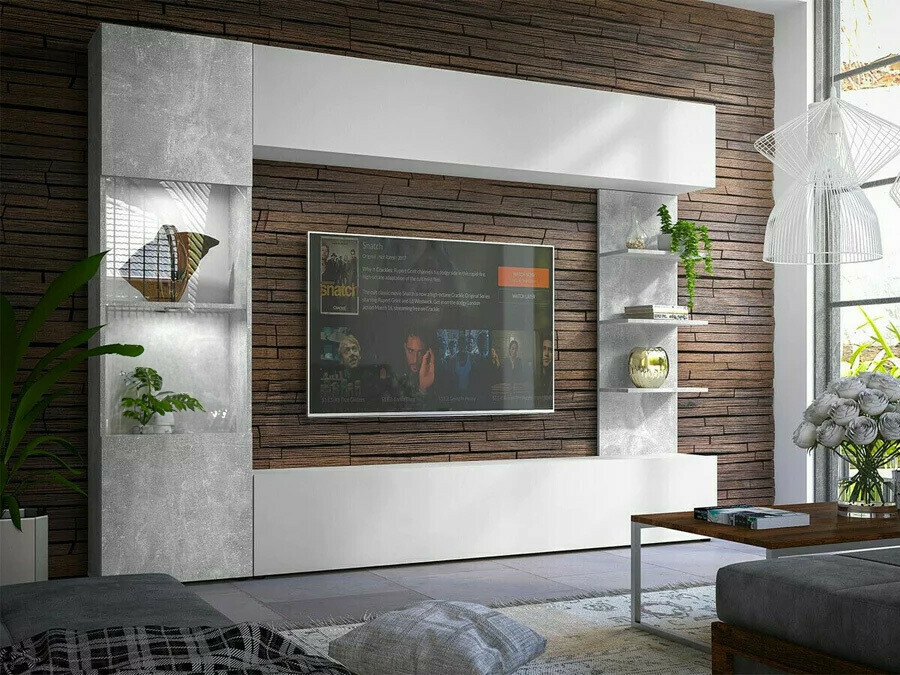 Ensemble de salon Comfivo Animus (Blanc + Béton)