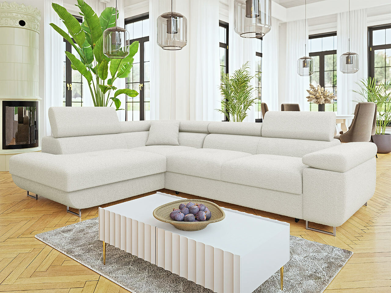 Canapé d'angle Comfivo Eliferu 101 (Boucle Baloo 2073)