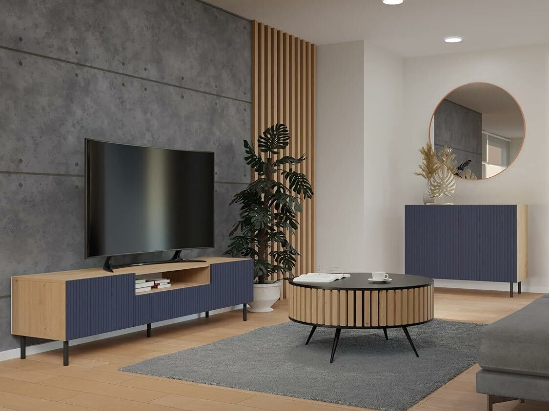 Buffet Romseru 100 (Bleu + Chêne Artisan)