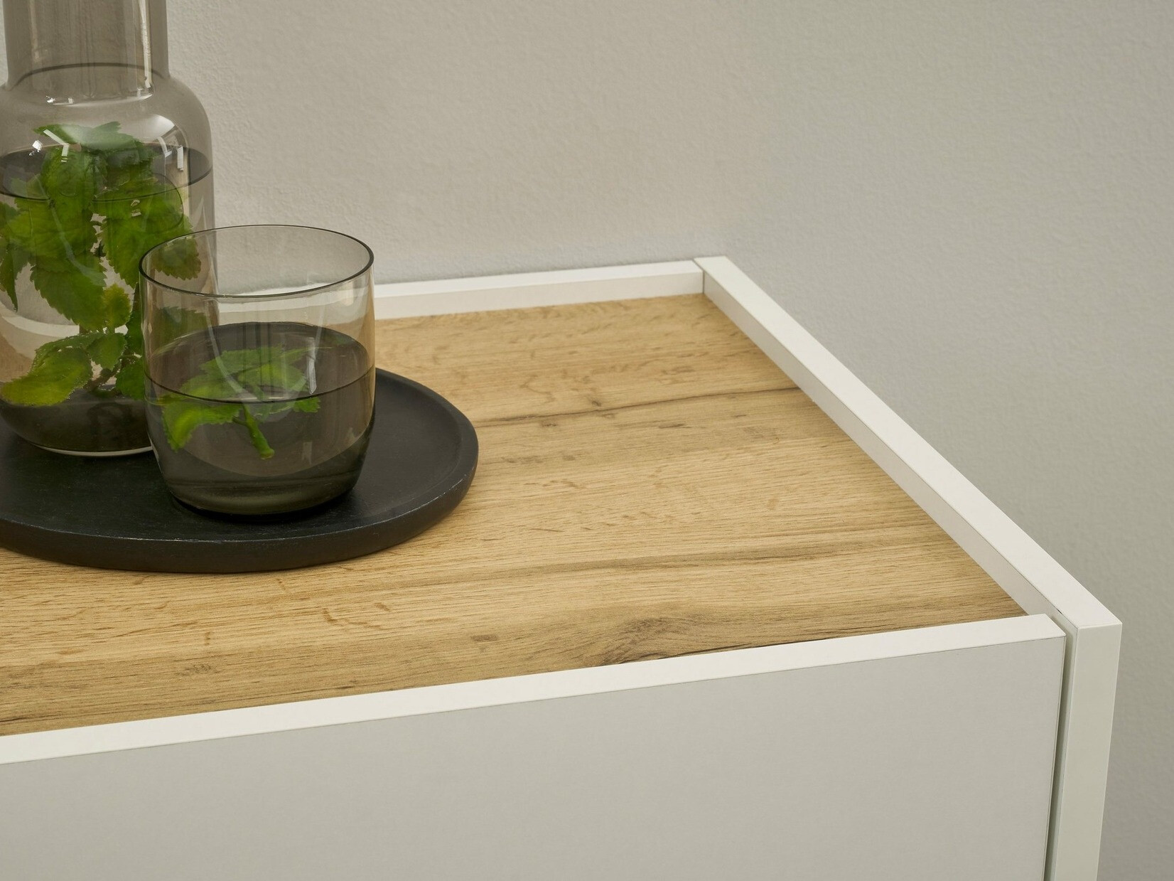 Armoire murale Elbsori 109 (Blanc + Chêne wotan)