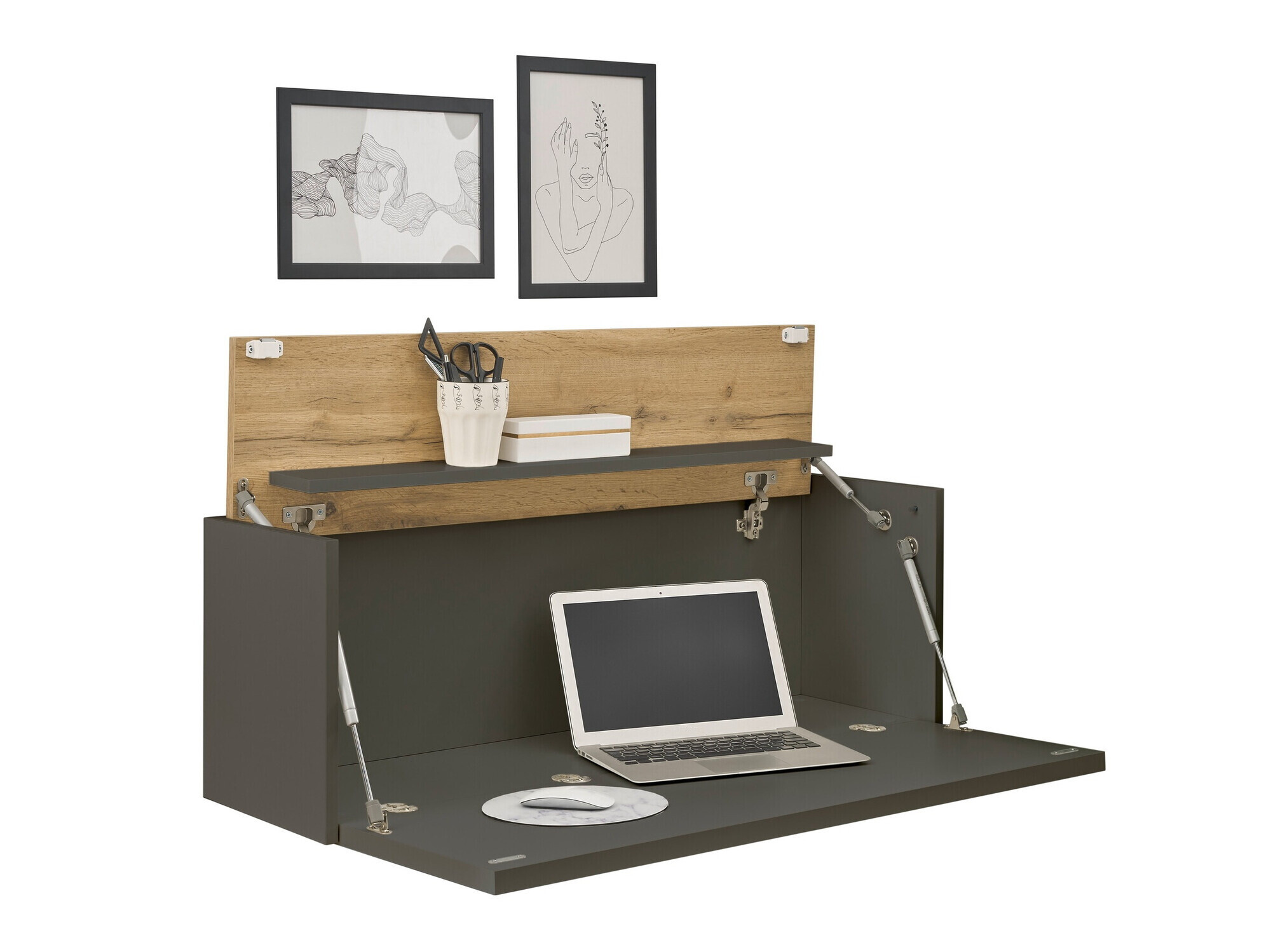 Bureau Elbsori 107 (Anthracite + Chêne wotan)