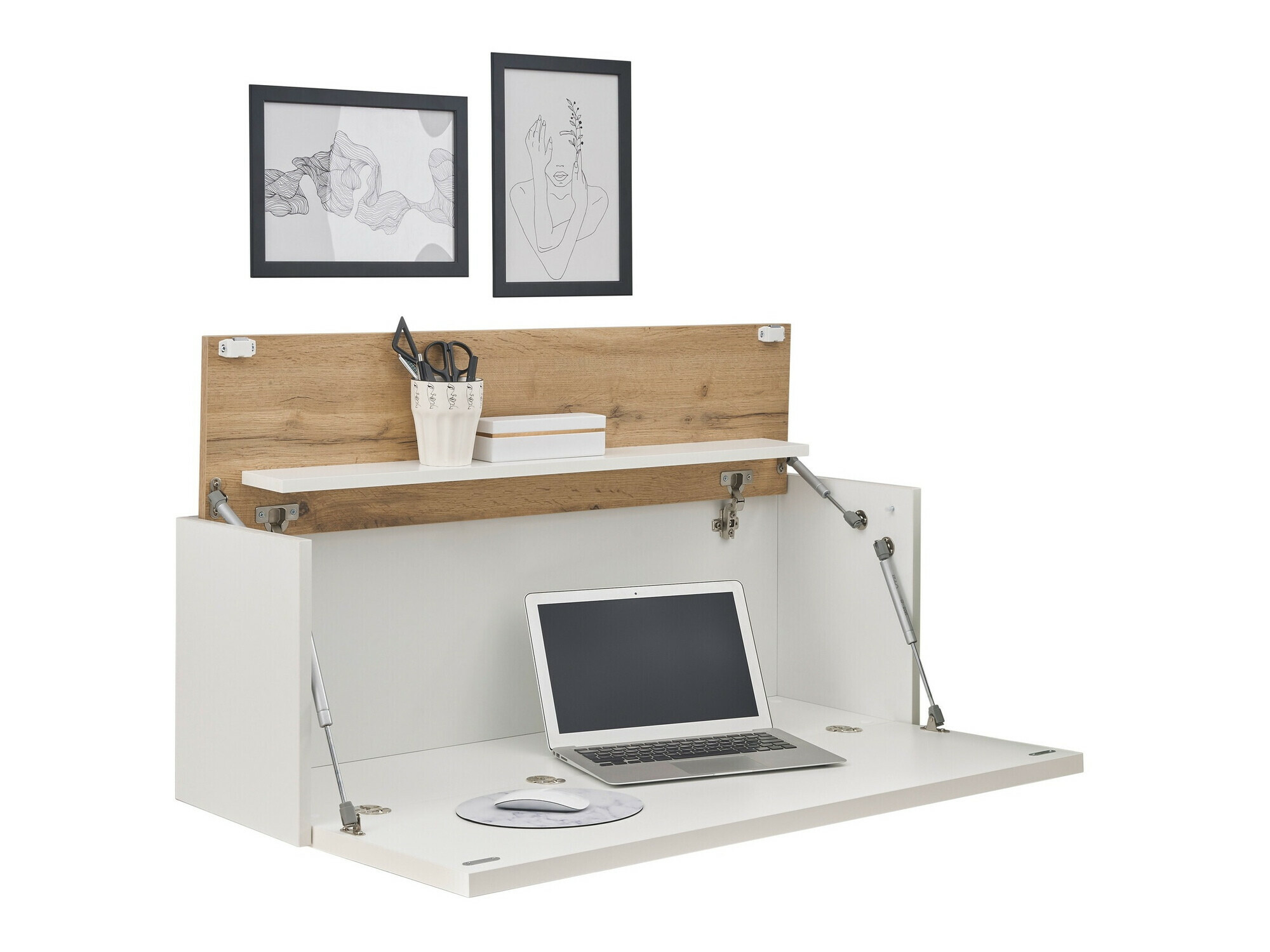 Bureau Elbsori 107 (Blanc + Chêne wotan)