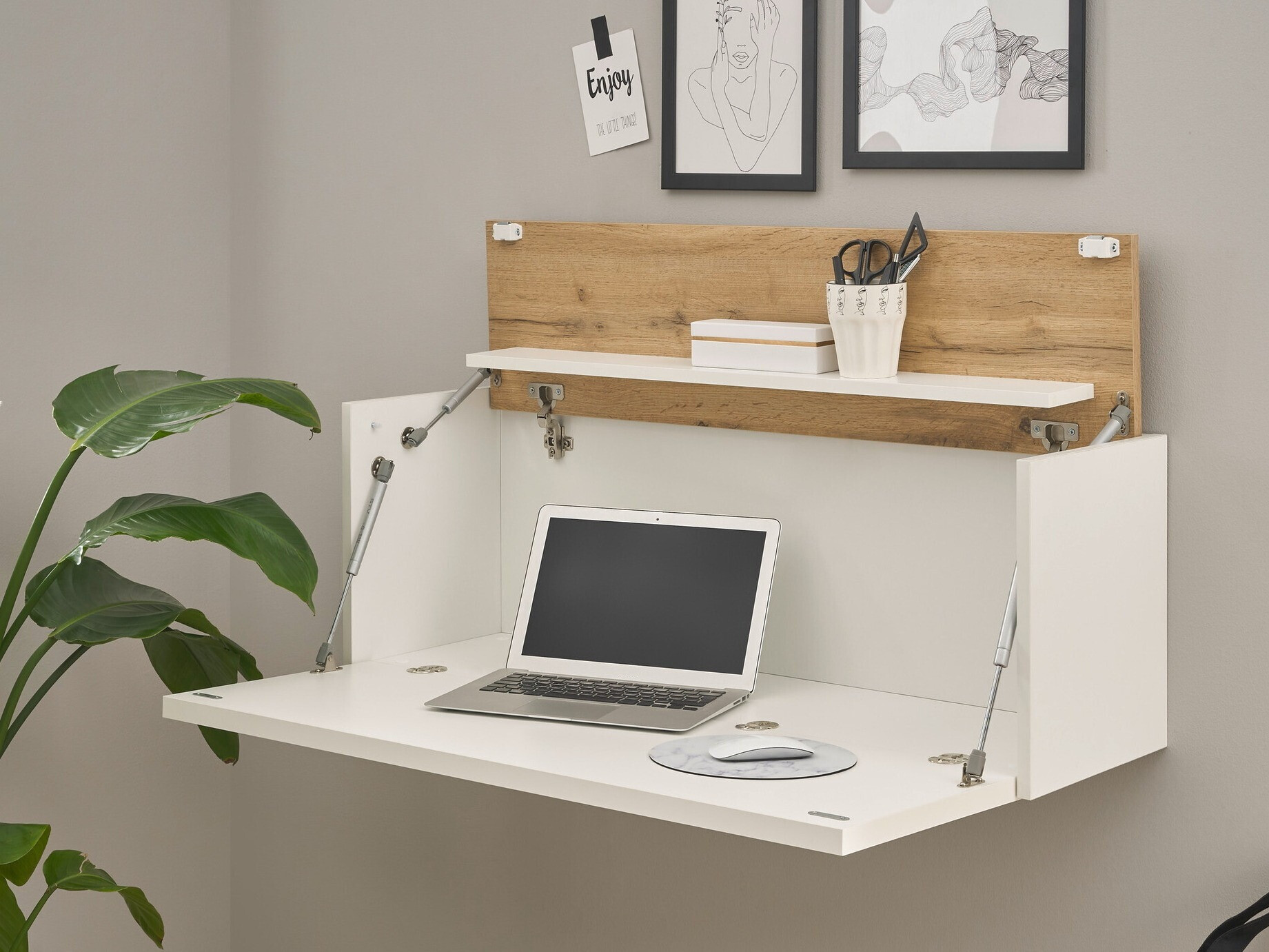 Bureau Elbsori 107 (Blanc + Chêne wotan)