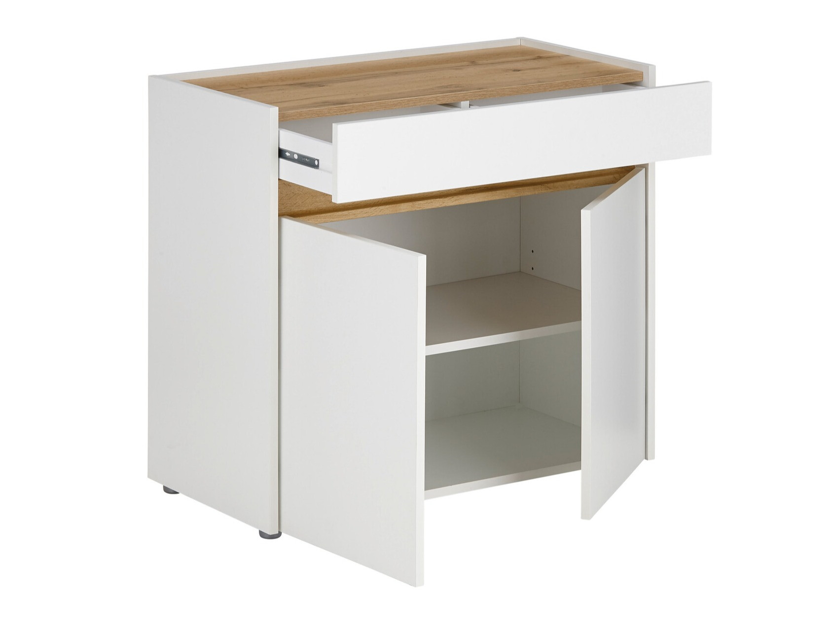 Commode Elbsori 110 (Blanc + Chêne wotan)