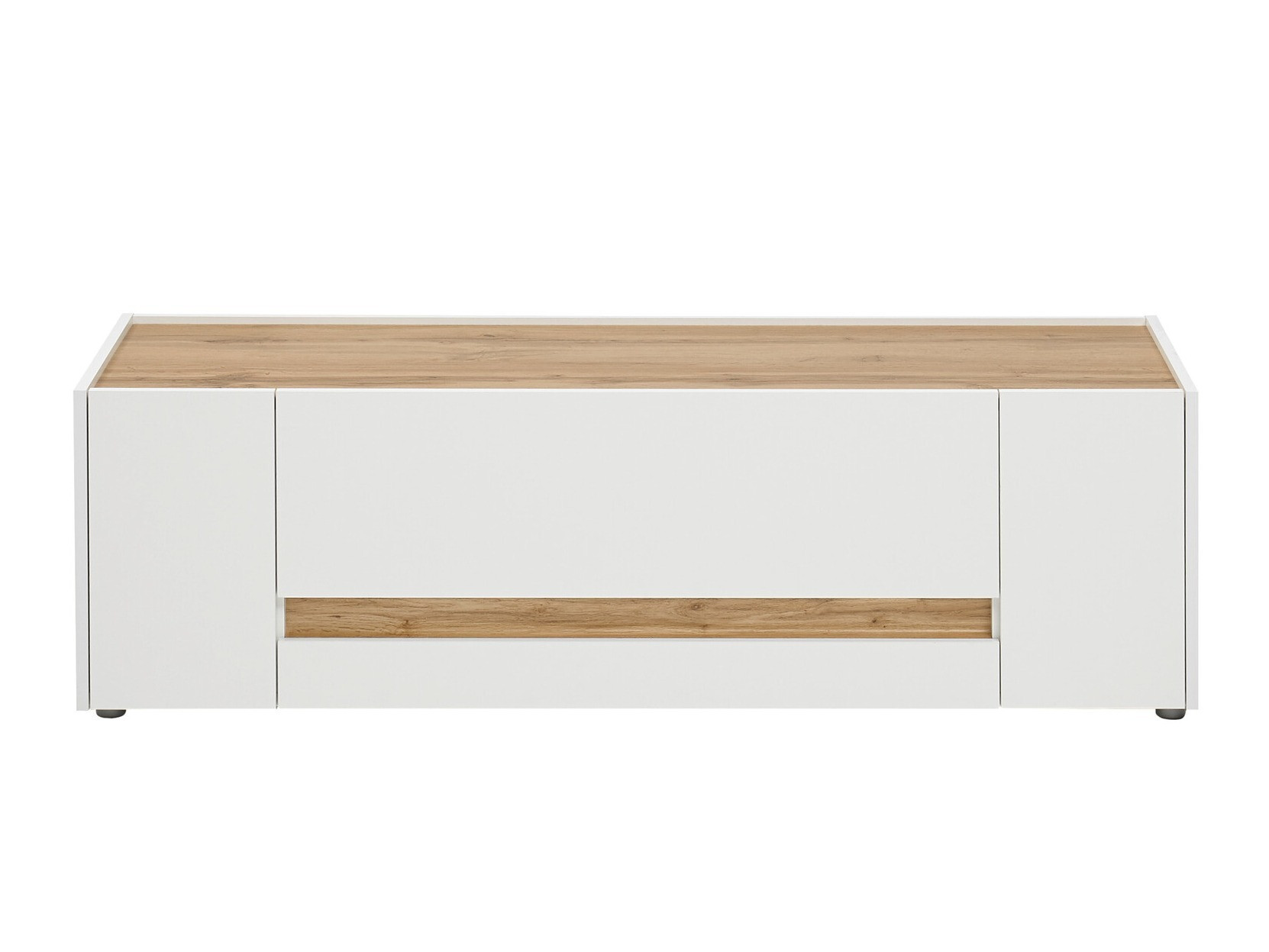 Meuble TV Elbsori 114 (Blanc + Chêne wotan)