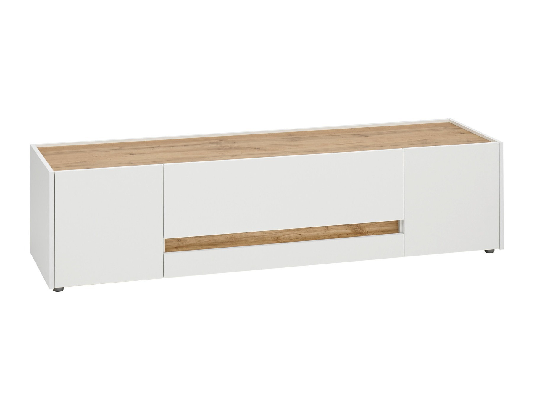 Meuble TV Elbsori 115 (Blanc + Chêne wotan)