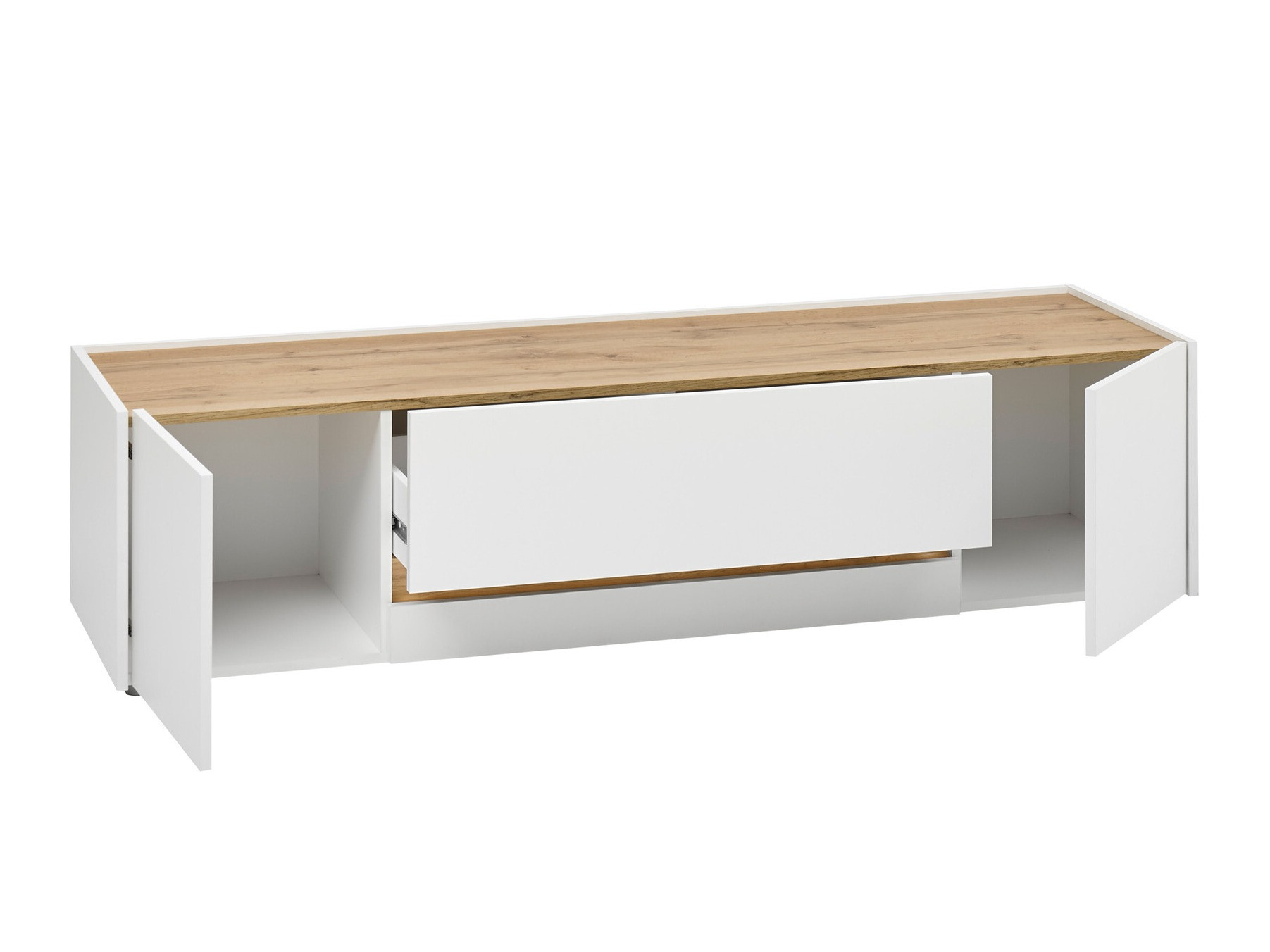 Meuble TV Elbsori 115 (Blanc + Chêne wotan)