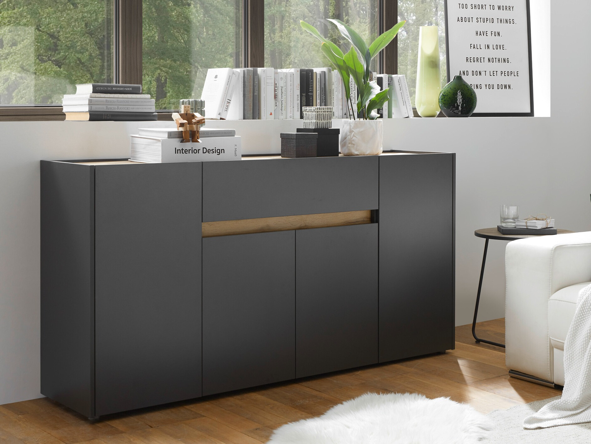 Commode Elbsori 117 (Anthracite + Chêne wotan)