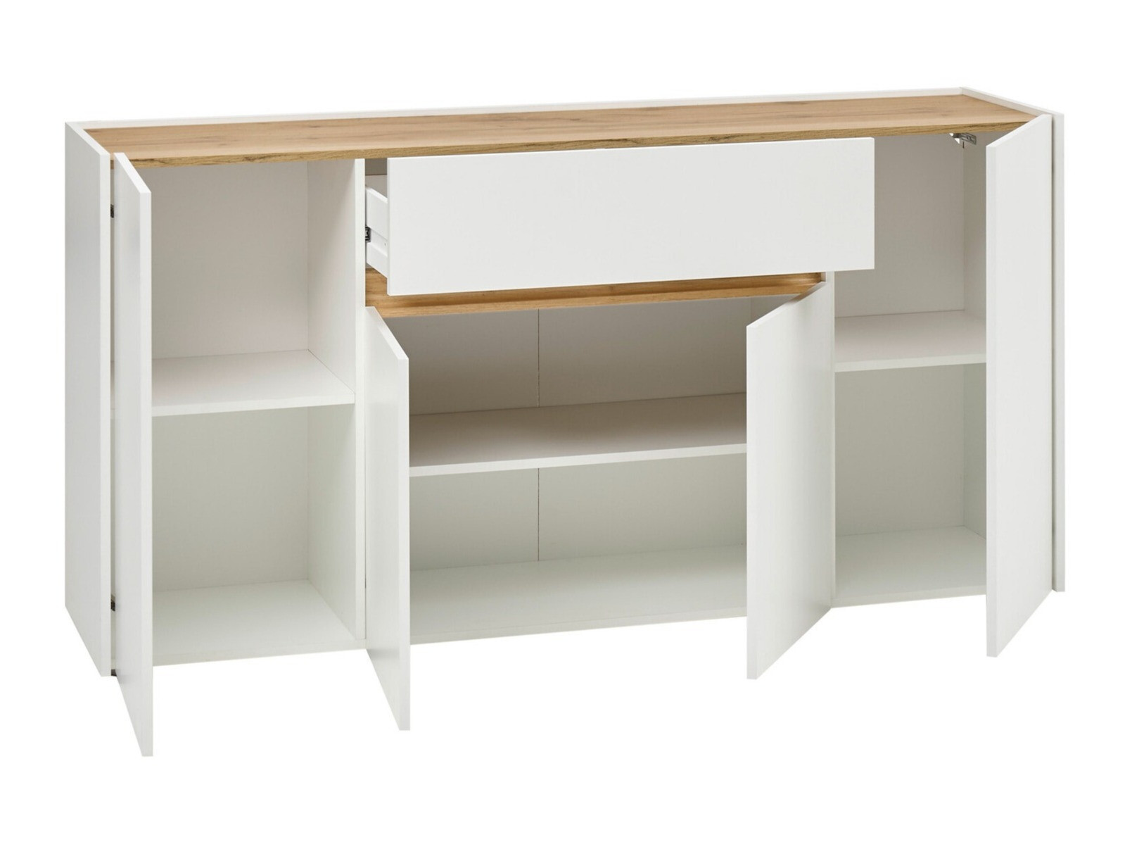 Commode Elbsori 117 (Blanc + Chêne wotan)