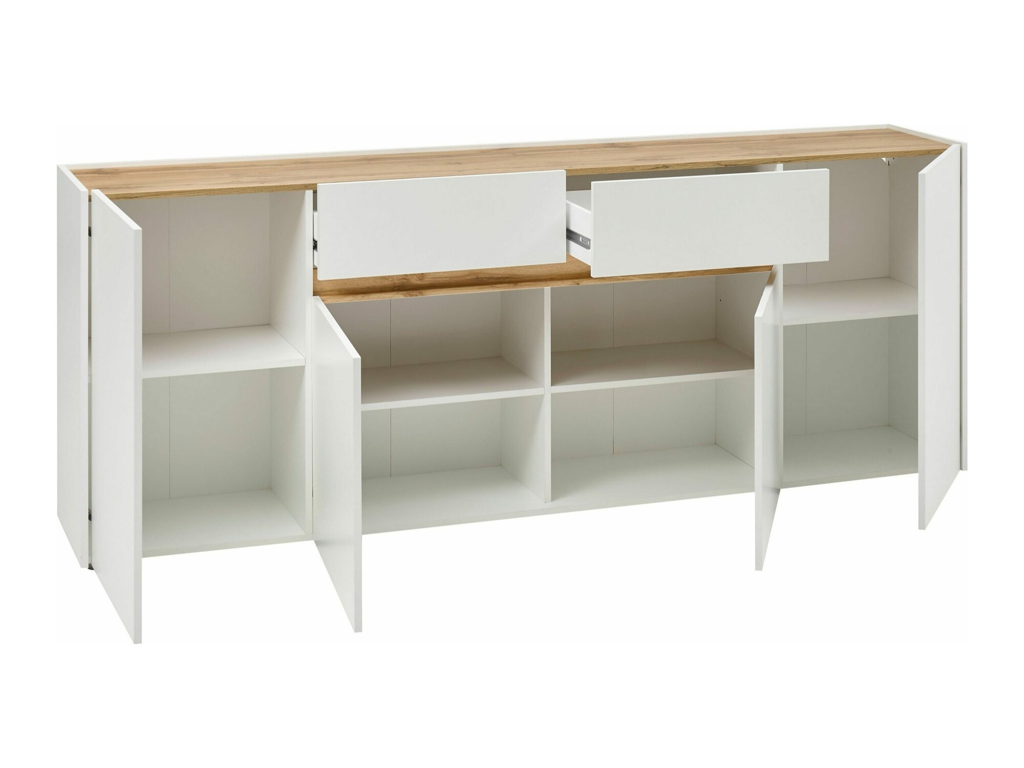 Commode Elbsori 118 (Blanc + Chêne wotan)