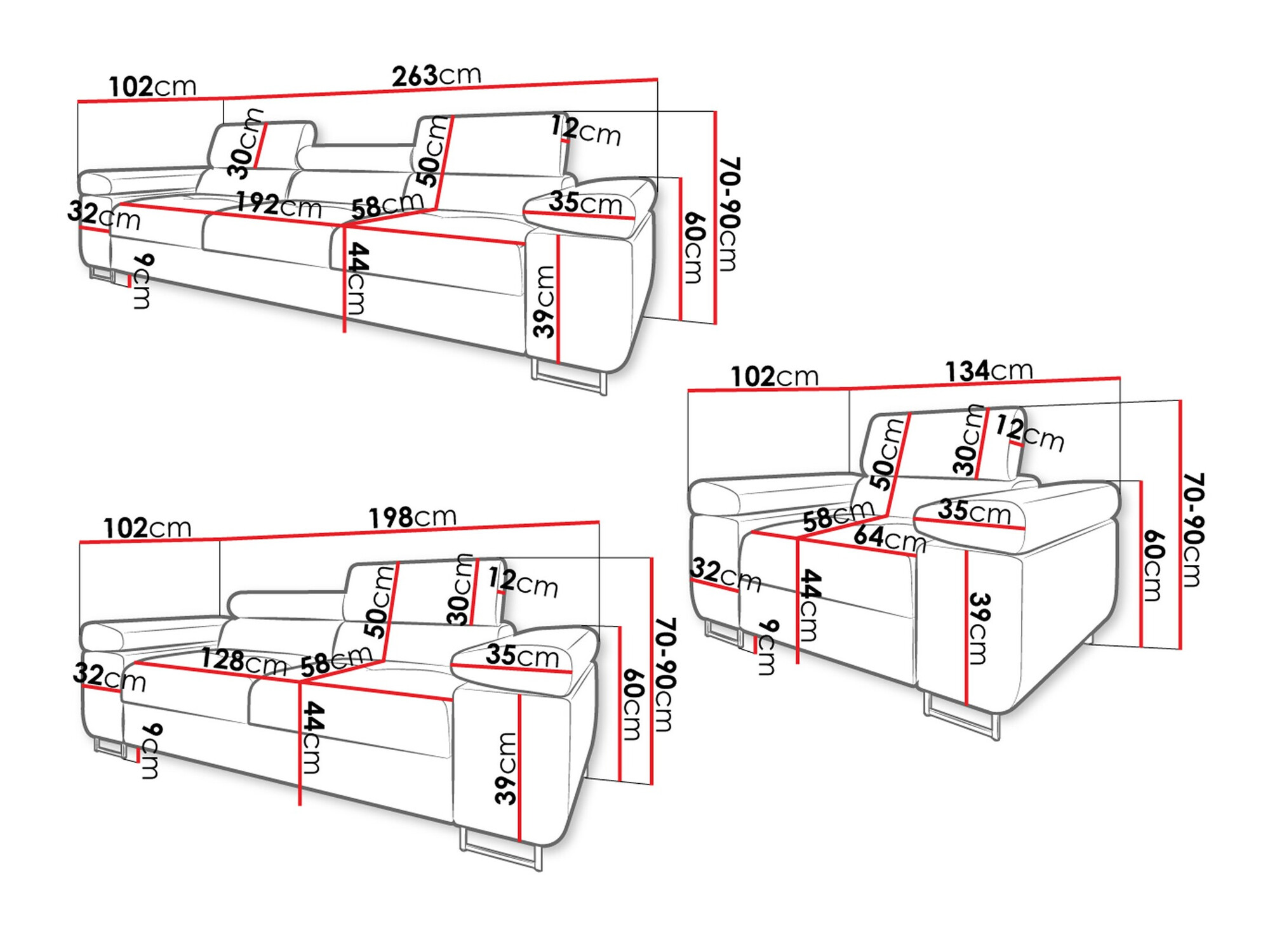 Ensemble de canapés Comfivo Vinetum (Manila 18)