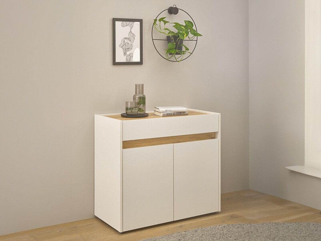 Commode Elbsori 110 (Blanc + Chêne wotan)