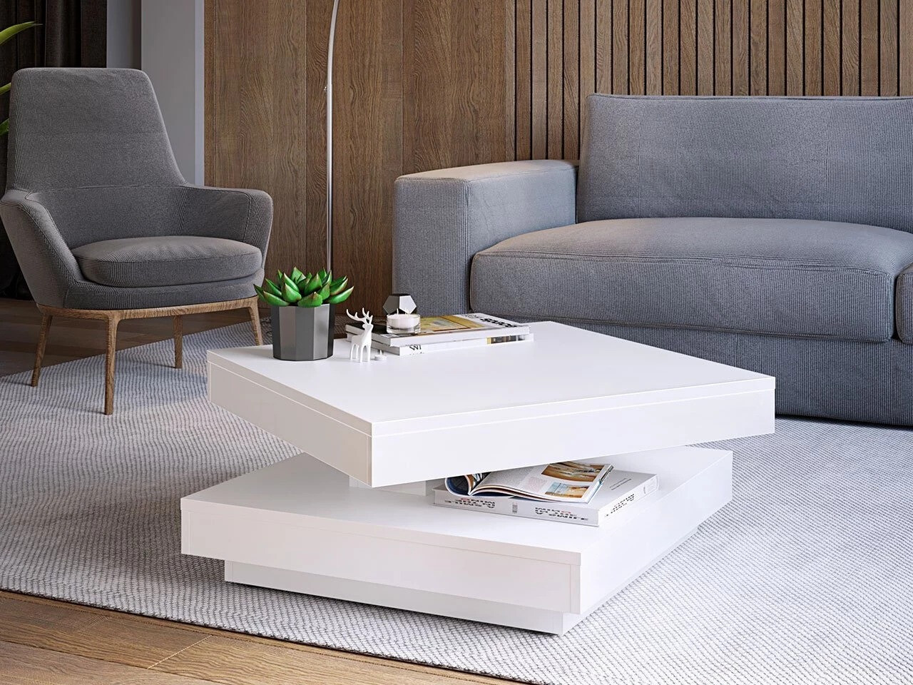 Table basse transformable Comfivo Pisces (Blanc)