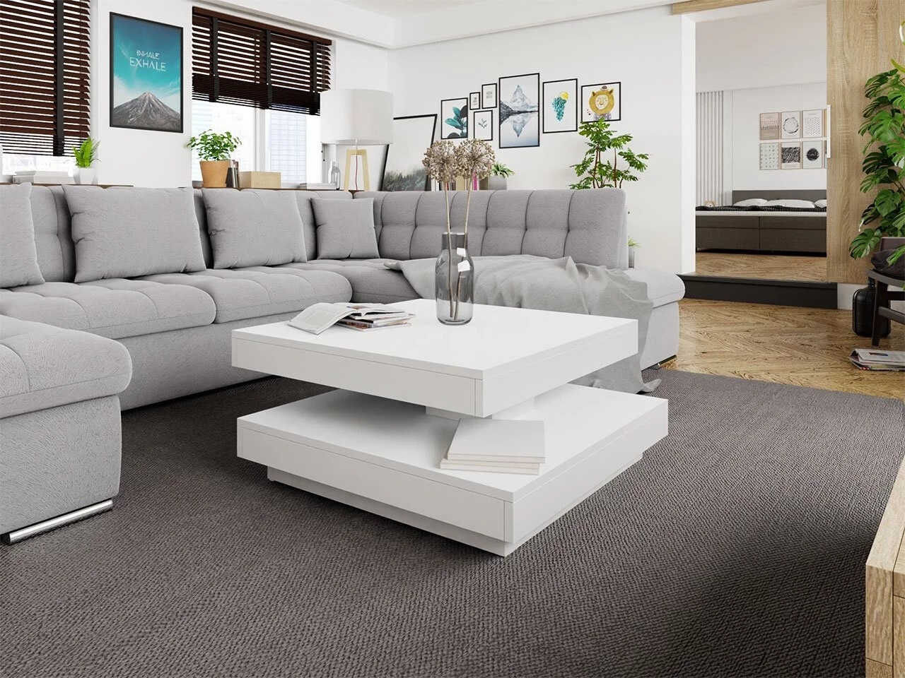 Table basse transformateur Comfivo Pisces (Blanc)