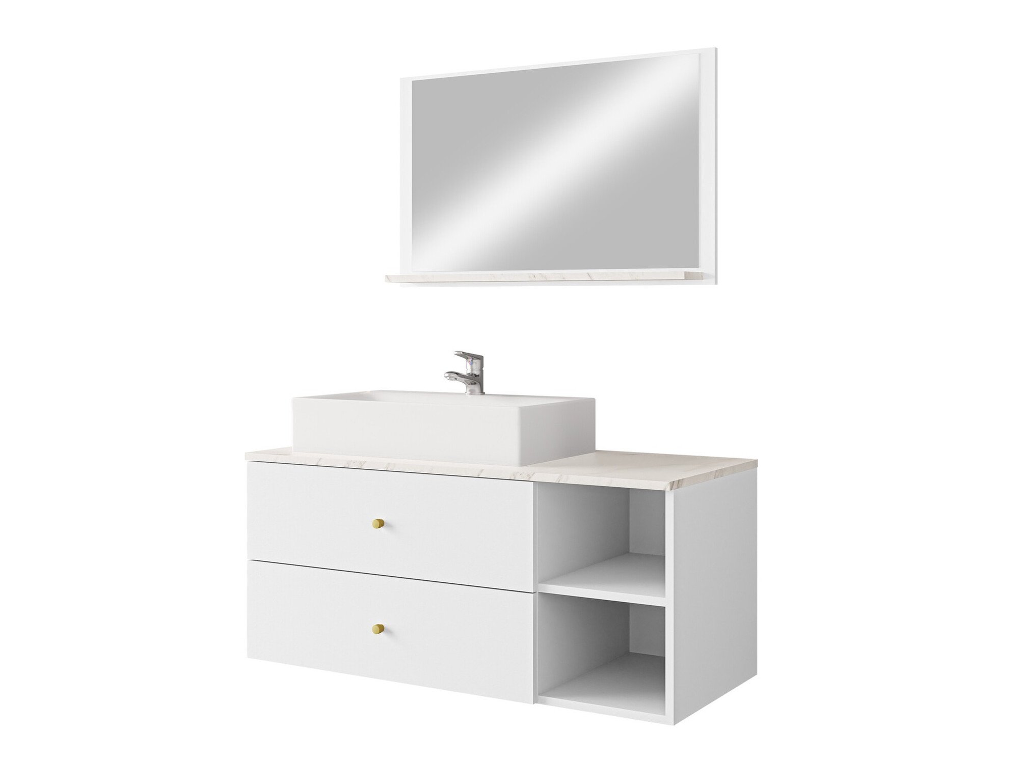 Ensemble de salle de bain Salus I (Blanc + Marbre blanc)