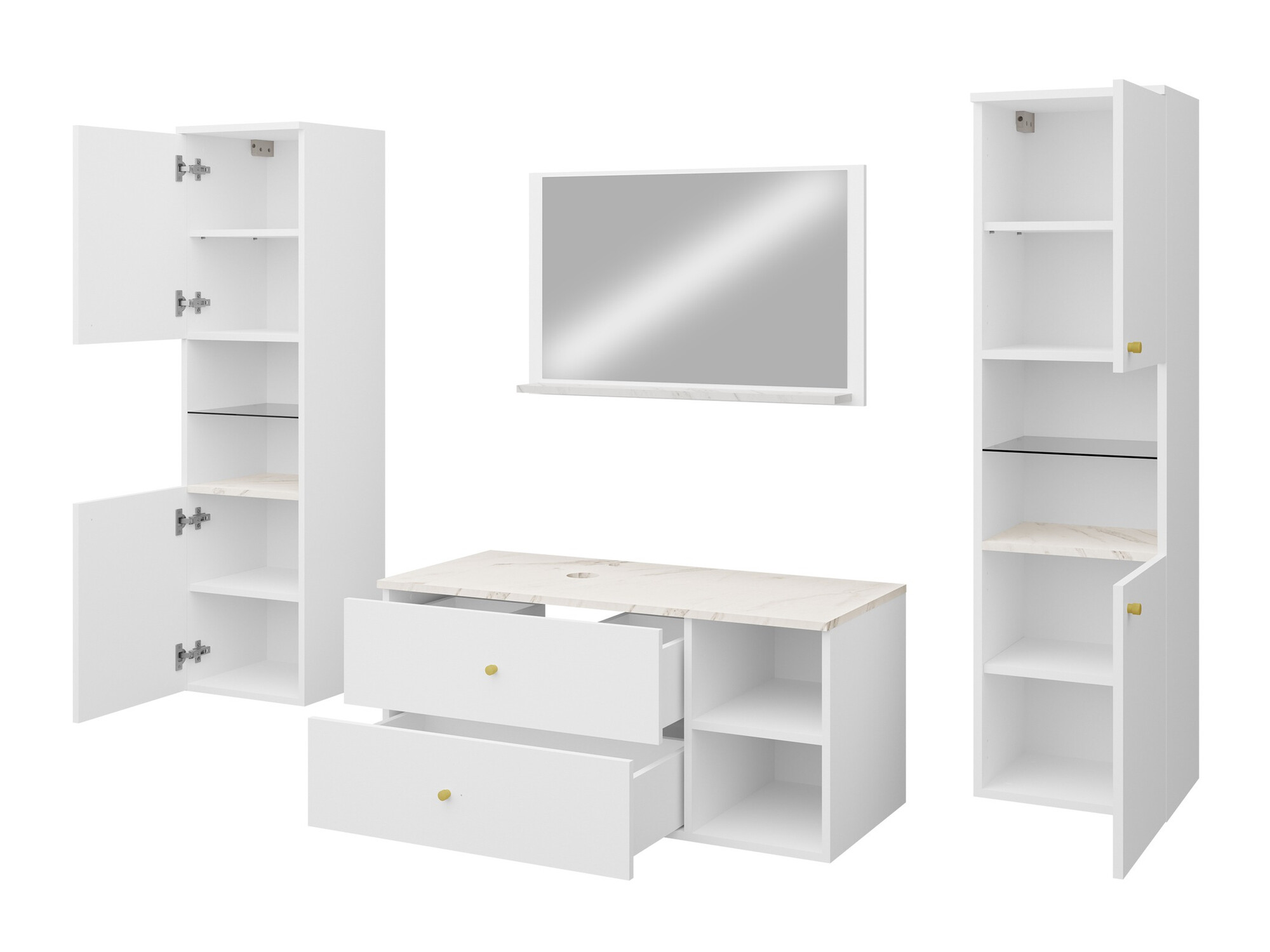 Ensemble de salle de bain Salus III (Noir + Marbre noir)