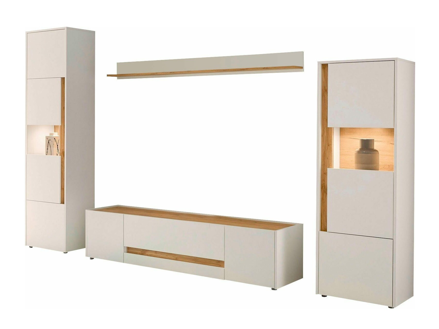 Ensemble de salon Elbsori 130 (Blanc + Chêne wotan)