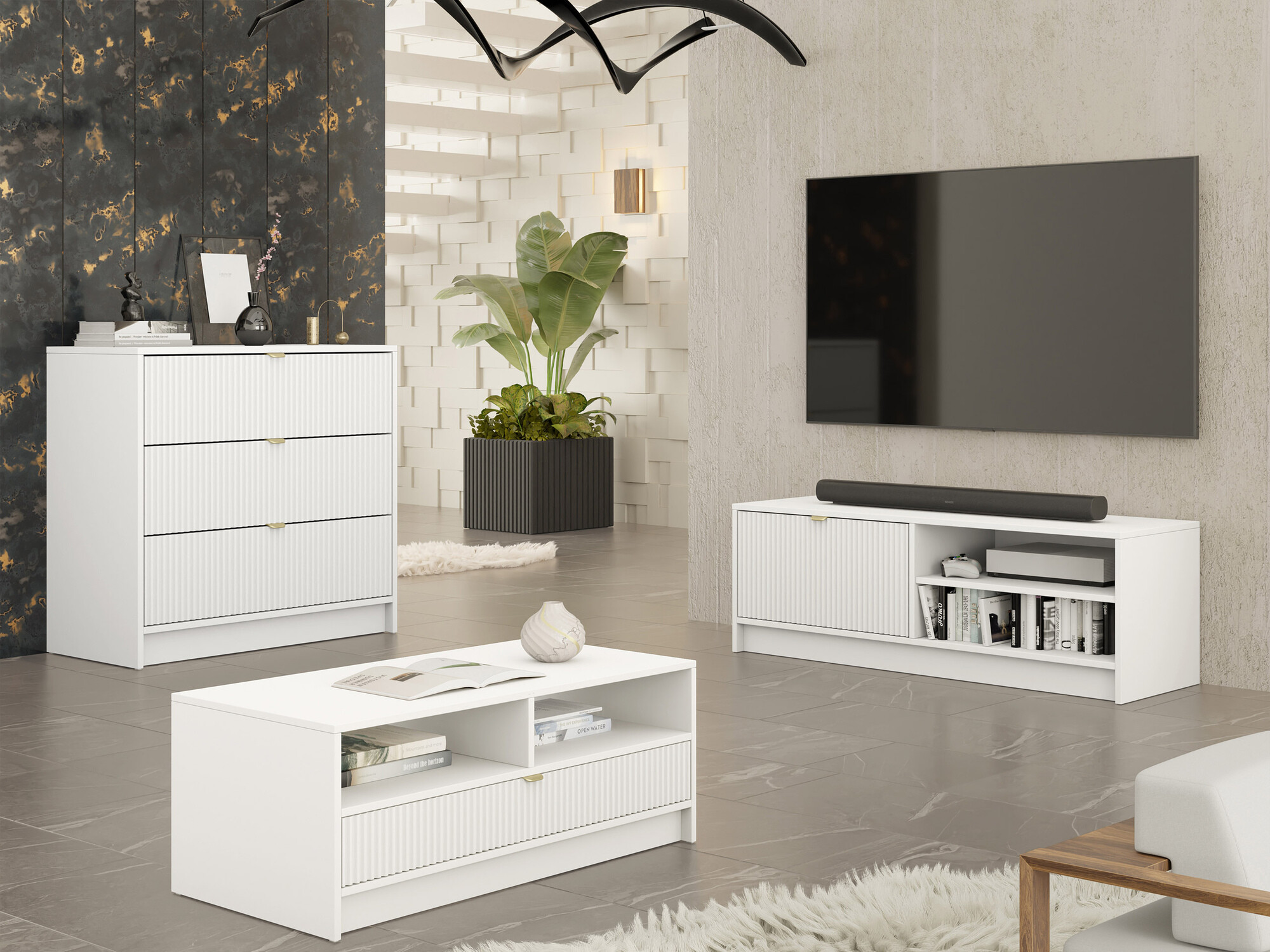 Ensemble de salon Comfivo Papilio II (Blanc)