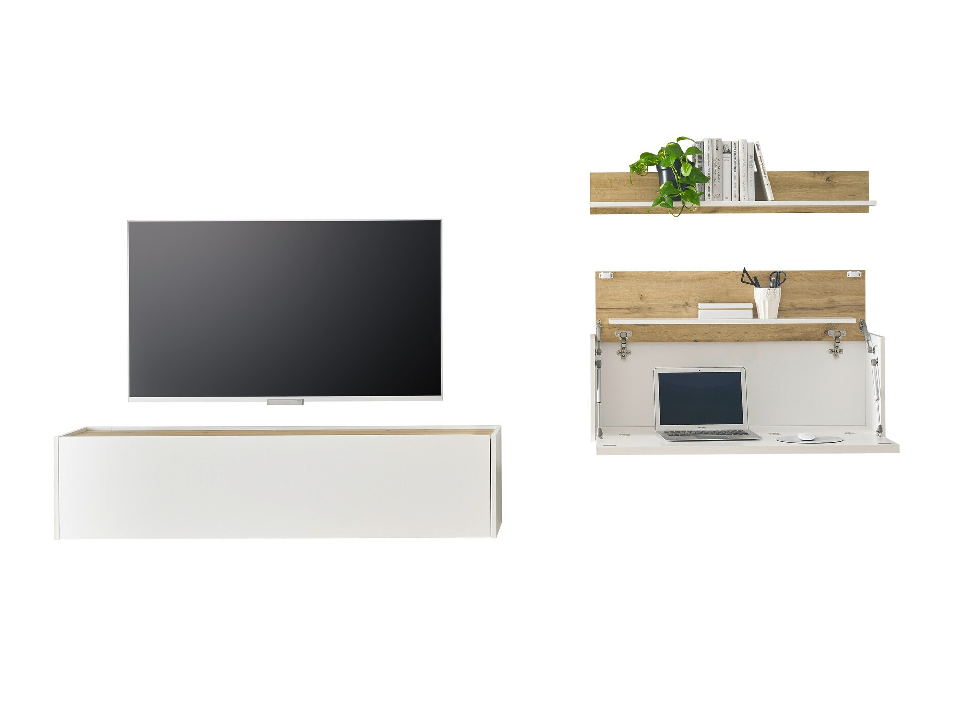 Ensemble de salon Elbsori 143 (Blanc + Chêne wotan)