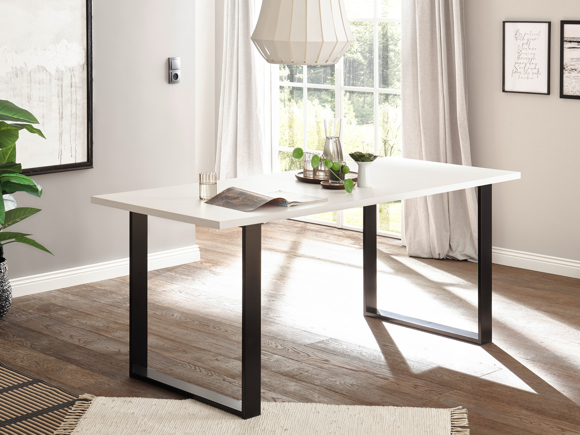 Table Cirtale 100 (Pin blanchi + Anthracite)