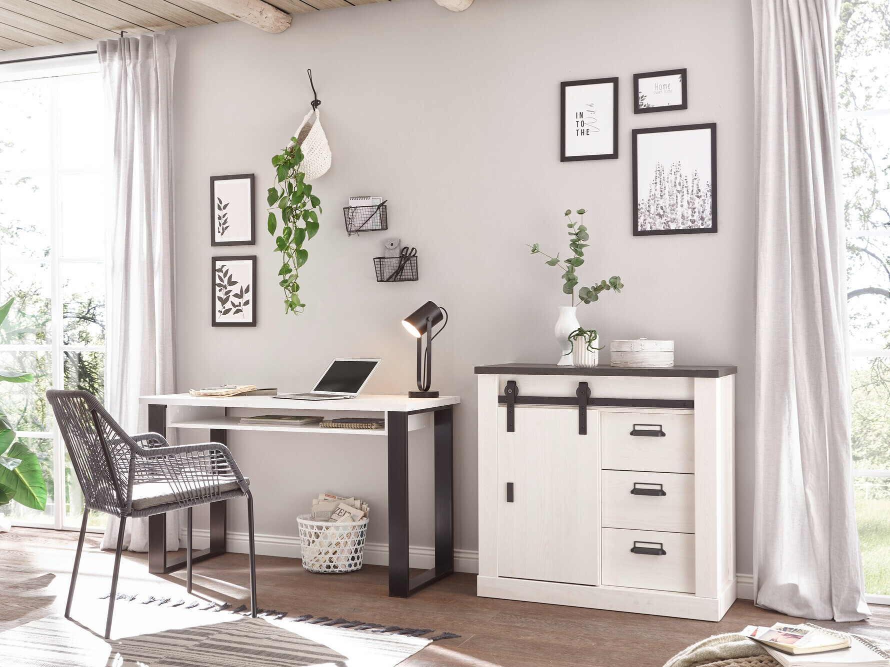 Bureau Cirtale 101 (Pin blanchi + Anthracite)