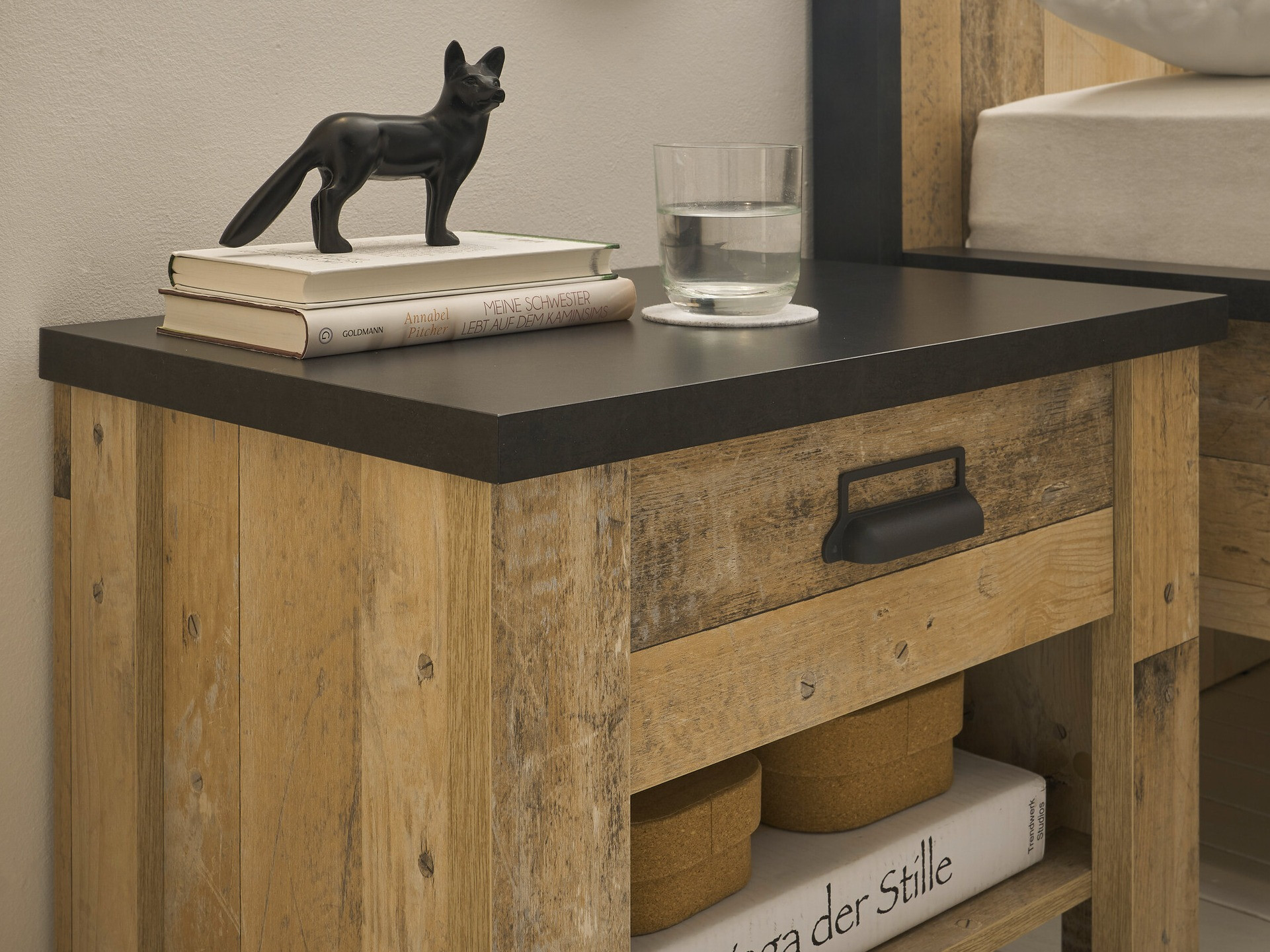 Table de chevet Cirtale 102 (Arbre âgé + Anthracite)