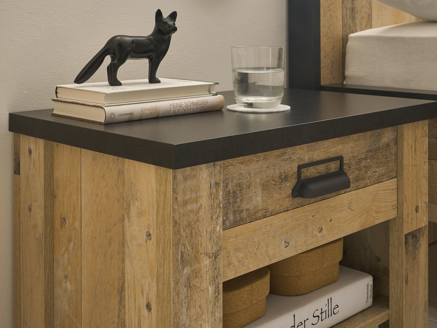 Table de chevet Cirtale 104 (Arbre âgé + Anthracite)