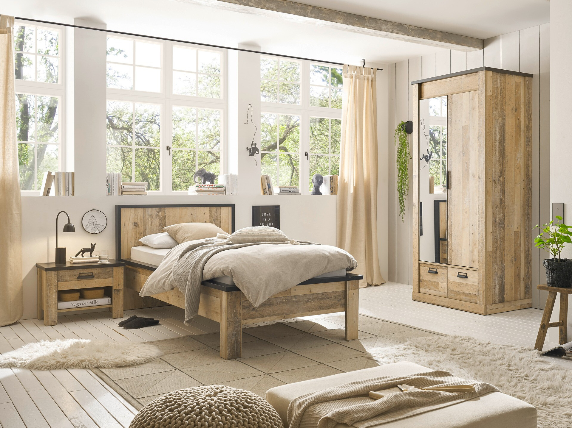 Table de chevet Cirtale 104 (Arbre âgé + Anthracite)