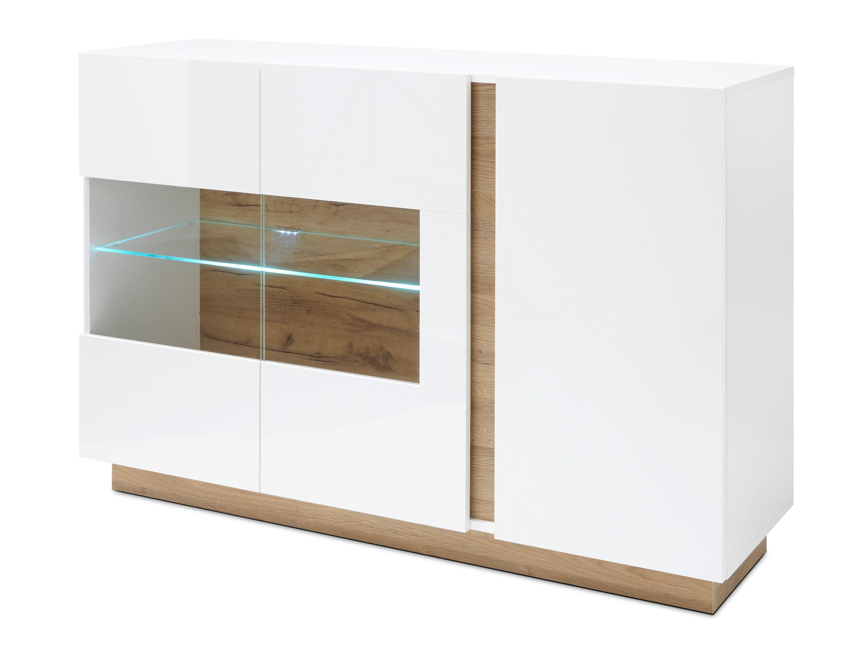 Buffet Veropho 104 (Blanc brillant + Grandson chêne)