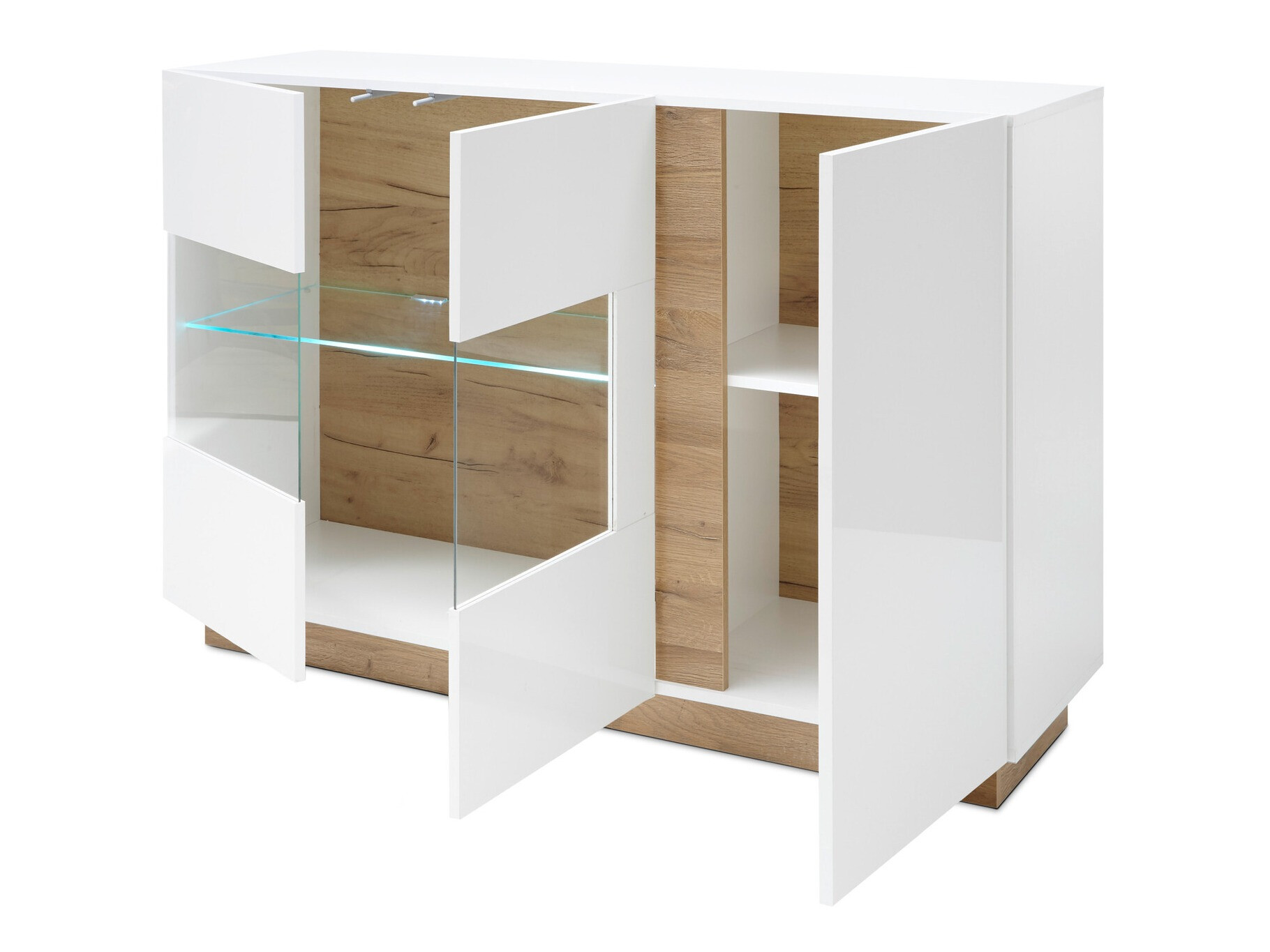 Buffet Veropho 104 (Blanc brillant + Grandson chêne)