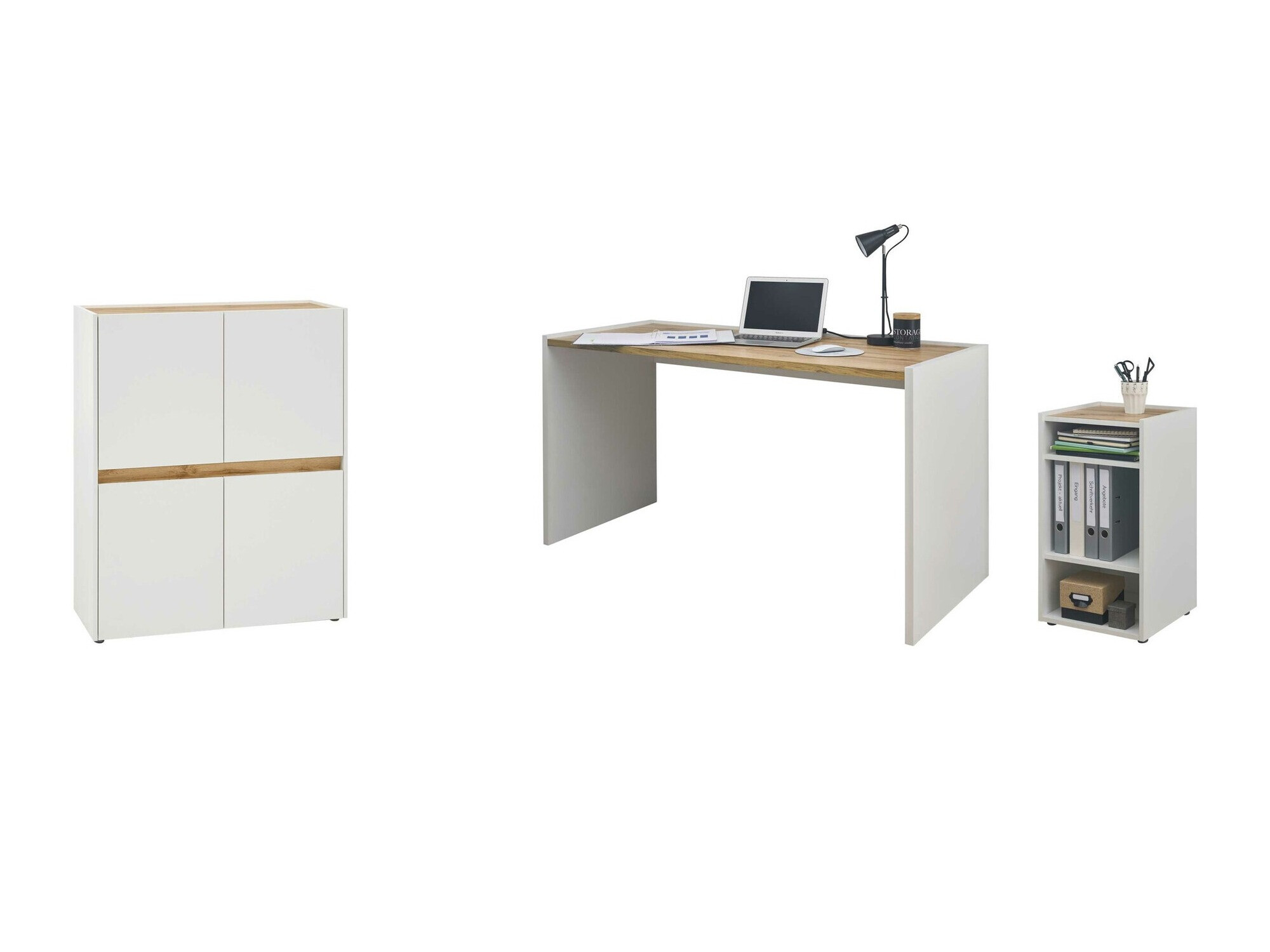 Ensemble de bureau à domicile Elbsori 150 (Blanc + Chêne wotan)