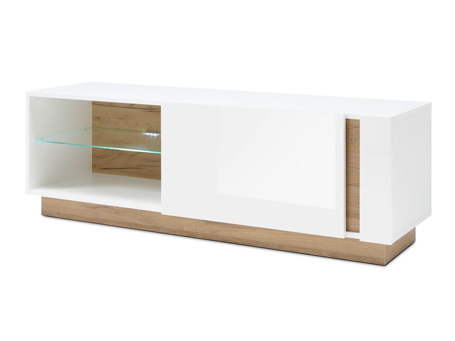 Meuble TV Veropho 102 (Blanc brillant + Grandson chêne)