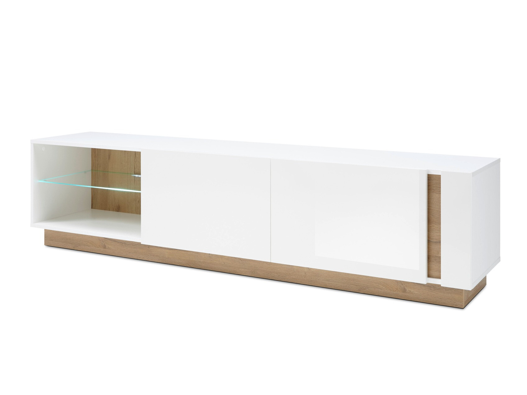 Meuble TV Veropho 103 (Blanc brillant + Grandson chêne)