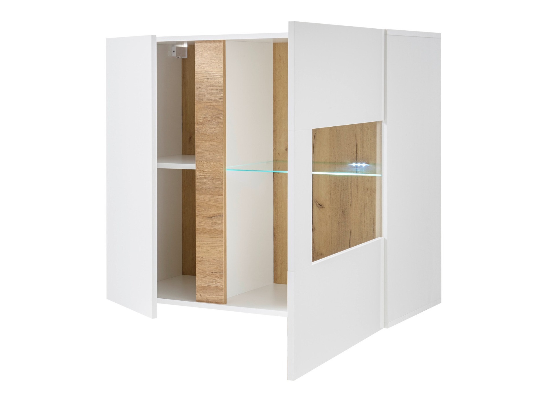 Armoire murale Veropho 105 (Blanc brillant + Grandson chêne)