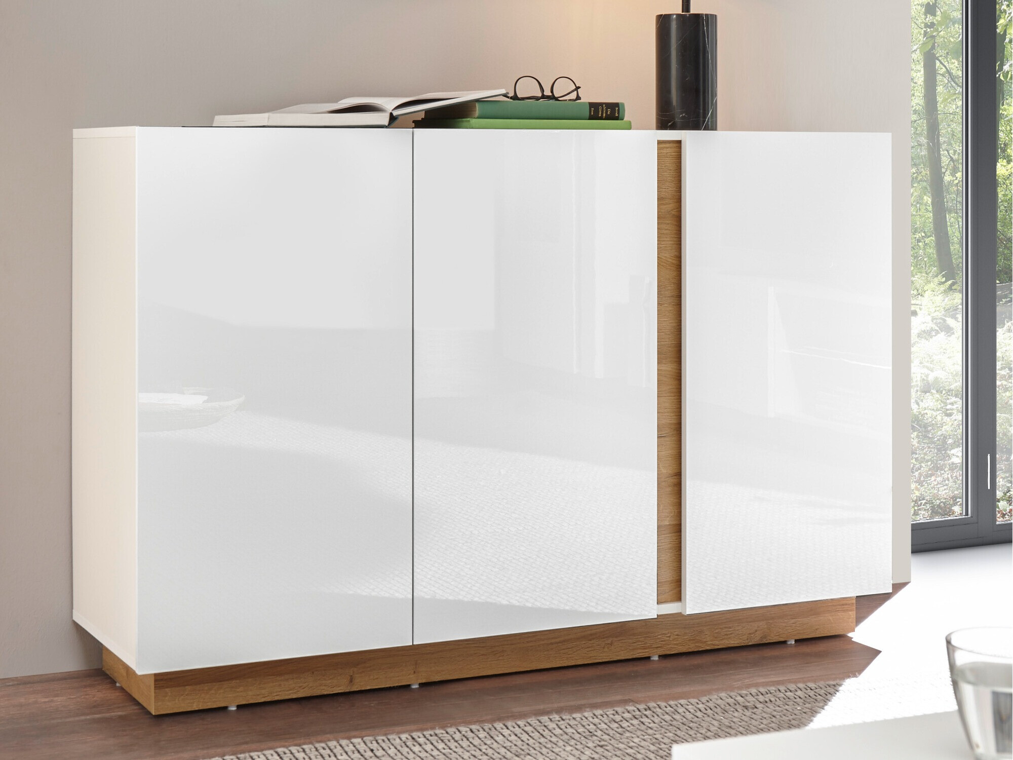 Buffet Veropho 106 (Blanc brillant + Grandson chêne)